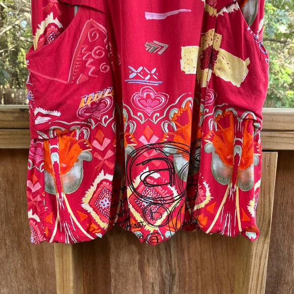 Desigual Women's Red Sleeveless Sheath Dress Boho Printed Size 44 (U.S. L) - Picture 9 of 13